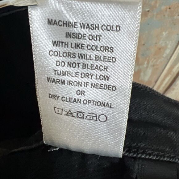 Flying Monkey Black Jeans Women's 32 Chew Hem Button Fly Stretch High Rise - Picture 12 of 12